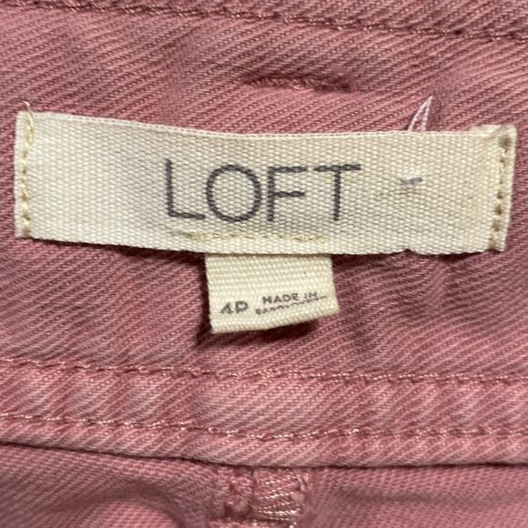 Loft Cropped PaperBag High -Rise Cotton Twill Pants‎ Tie Waist Pink 4P - Picture 9 of 12